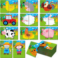 SpriteGru Farm Animal Memory Game, 28 Chunky Cards Farm Animal Head Tail Matching Activity 1-5 Players Memory Matching Game for Toddlers, Preschoolers
