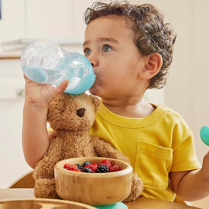 Munchkin Straw Cups, 10 Ounce, Weighted, Click Lock Lid | 4 Pack | Blue/Green | Toddler | Any Angle