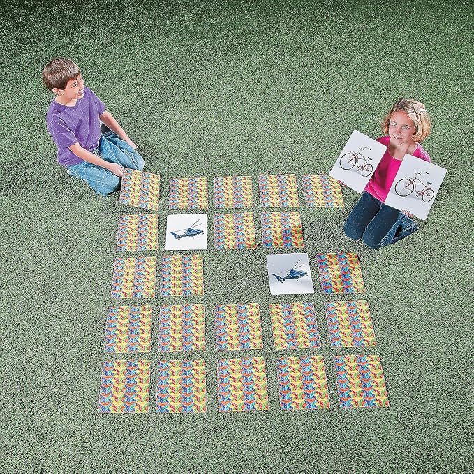 Fun Express Giant Memory Matching Game for Kids Ages 3-8 - 48 Jumbo Cards Educational Learning Toy | Preschool Board Games for Toddler Activities | Indoor & Outdoor Play for Classroom & Family Fun