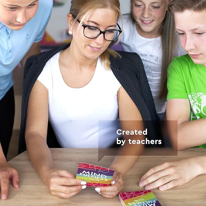 Mindfulness Cards - Conversation Cards for Kids and Therapy Games for Teens, Kids and Adults. Mindfulness Game for Better Communication and Social Skills - Great Teacher Gifts or Homeschool Essentials