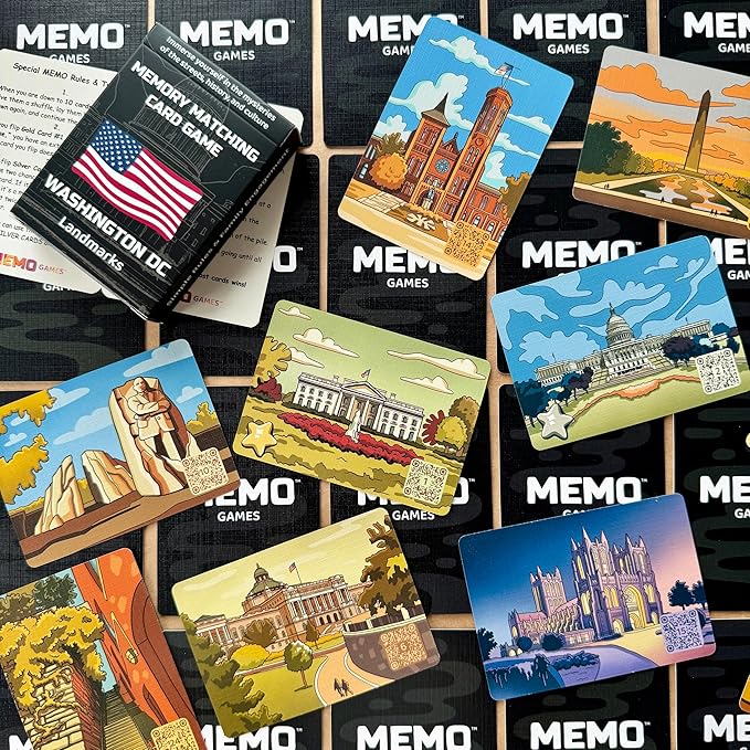 Washington, D.C. Landmarks Memory Matching Card Game – 50 Cards, Educational & Fun Family Game for Teens, Adults & Seniors – Travel Pack