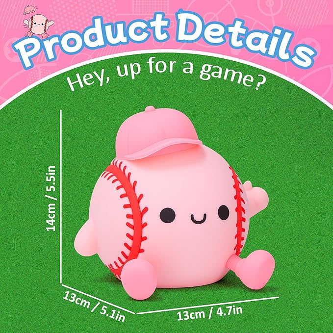 CoolGift Mart Softball Night Light for Girls, Silicone Touch Control Lamp, USB Rechargeable with Timer & Brightness Adjustment, Gift for Softball Lovers